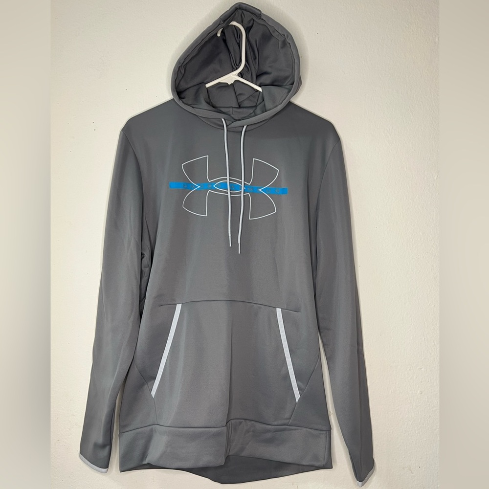 Grey Under Armour Hoodie Blue Print Wording